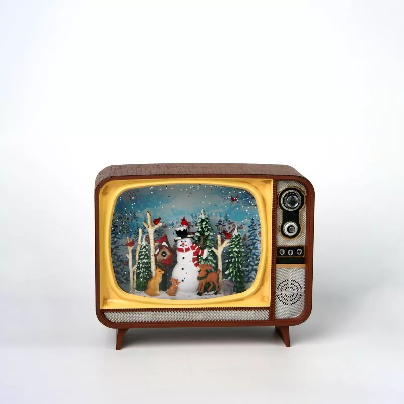 Retro TV Christmas Snowman Nix Globe